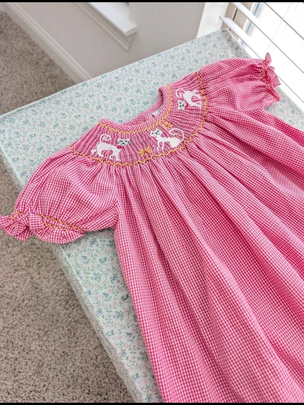 24 Mos Smocked Pink Cat Dress
